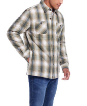 Quilted Plaid Shirt Jacket In Kelp Forest