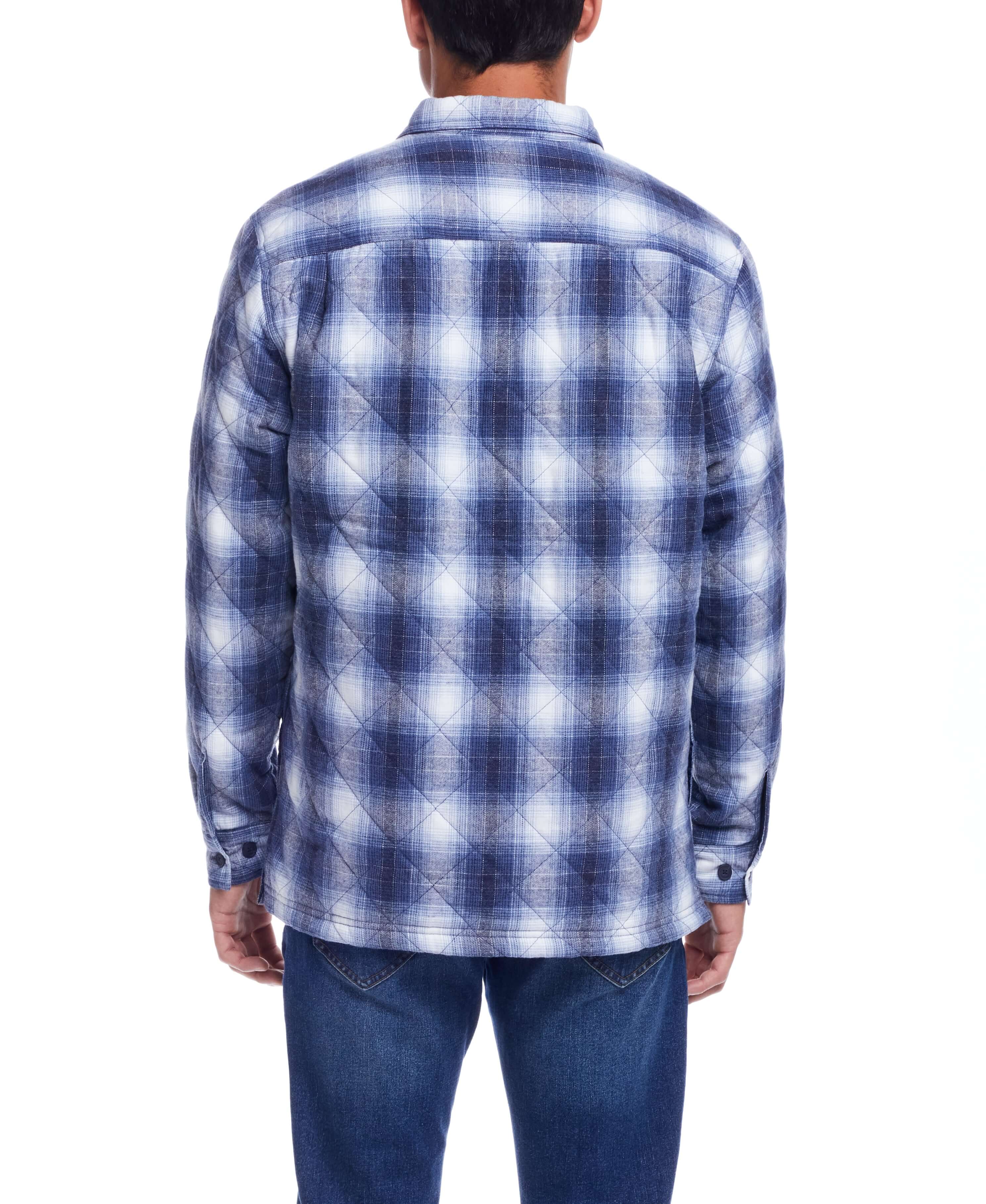 Quilted Plaid Shirt Jacket In Quiet Harbor