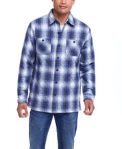 Quilted Plaid Shirt Jacket In Quiet Harbor