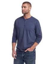 Long Sleeve Brushed Jersey Henley In Maritime Blue | T-Shirts | Crafted Knits | Weatherproof Vintage