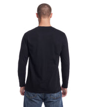 Long Sleeve Brushed Jersey Henley In Black