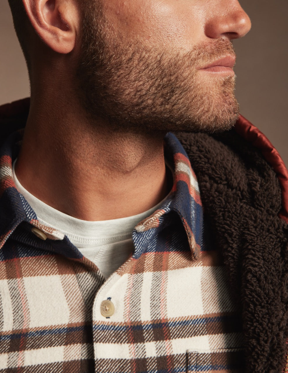 Lumberjack Flannel Unlined Shirt Jacket In Natural