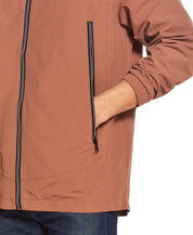 Nylon Zip Front Jacket In Carob Brown