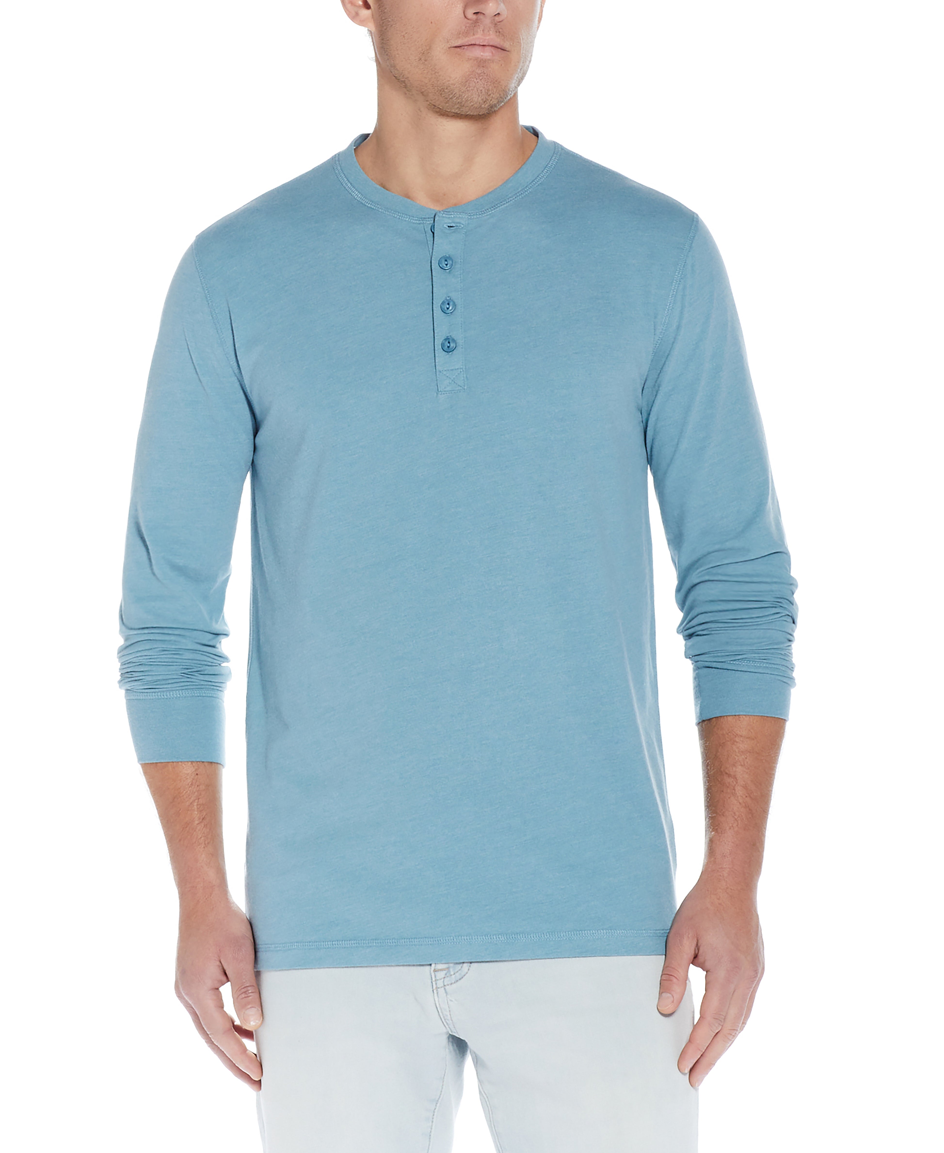 Stanley Men's Long Sleeve Pocketed Henley Shirt, Blue Stone, 2X-Large