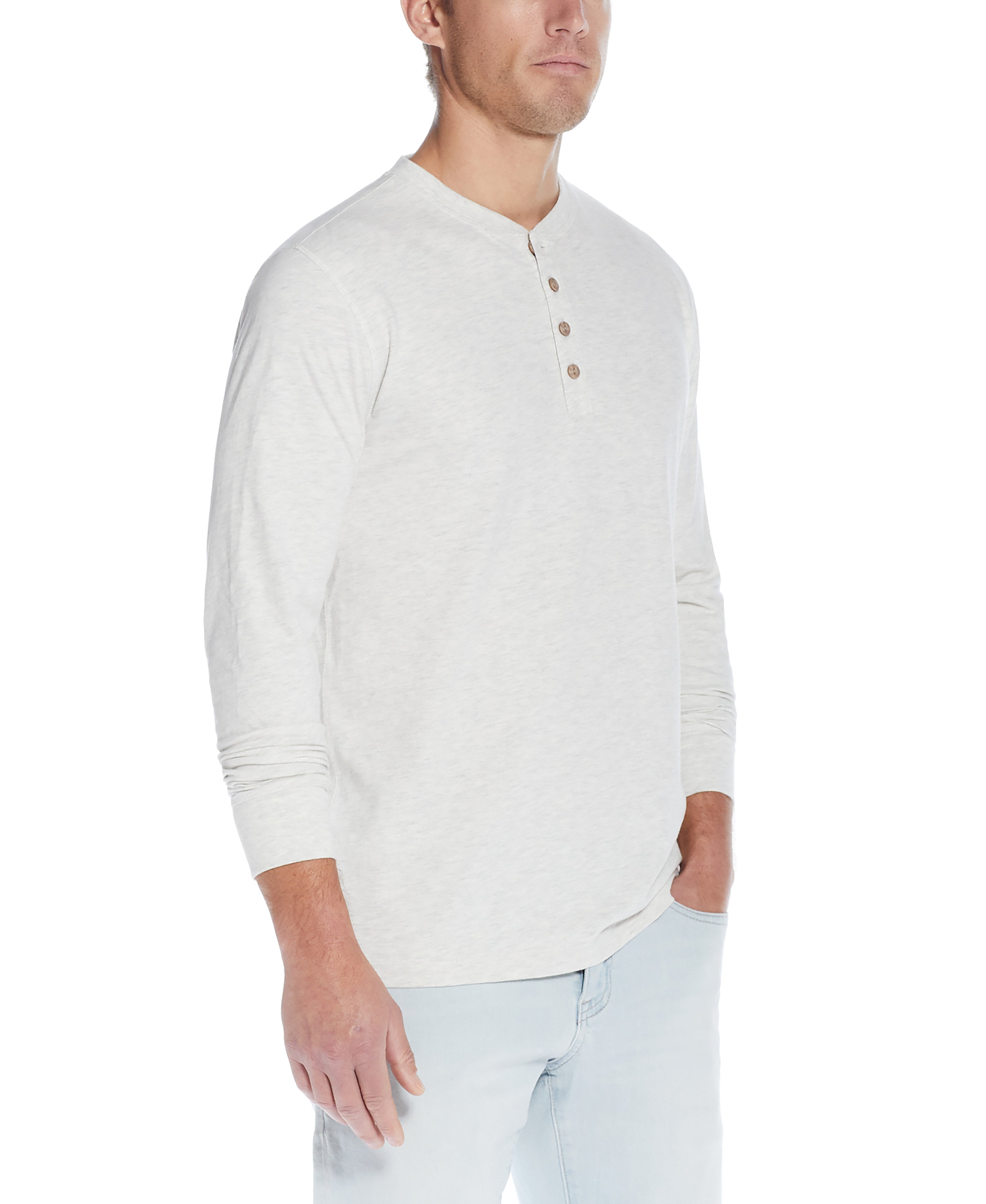 LONG SLEEVE HENLEY IN OATMEAL