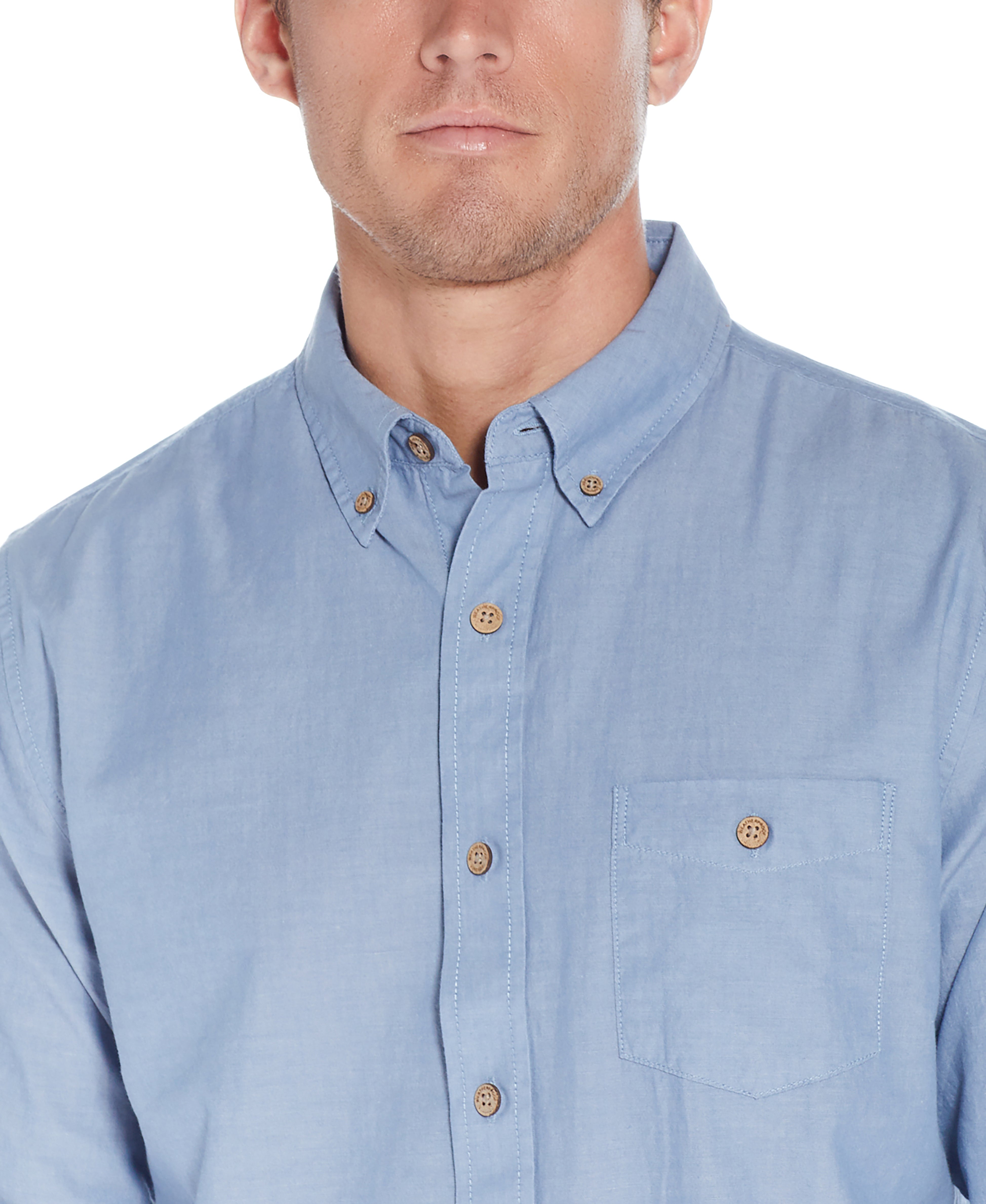 Long Sleeve Chambray Shirt In Chambray Blue – Weatherproof® Vintage