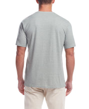 Short Sleeve Sueded Microstripe Henley In Sea Spray