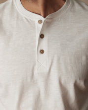 Short Sleeve Melange Henley in Bright White