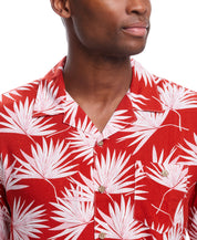 Short Sleeve Rayon Printed Camp Shirt In Tandoori Spice