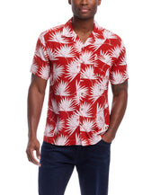 Short Sleeve Rayon Printed Camp Shirt In Tandoori Spice