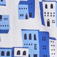 Short Sleeve Print Linen Cotton Shirt In Amparo Blue