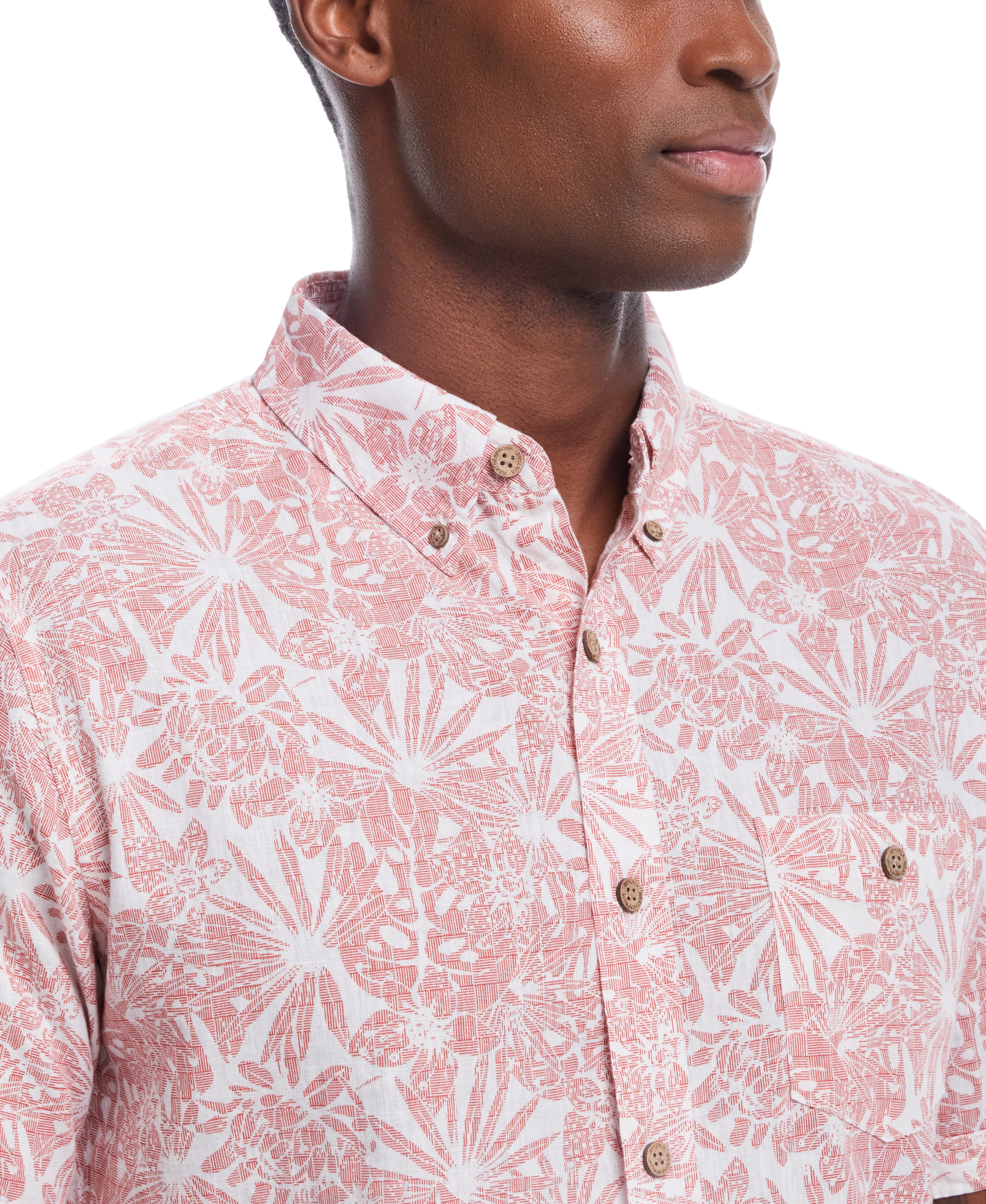 Short Sleeve Floral Shirt in Cherry