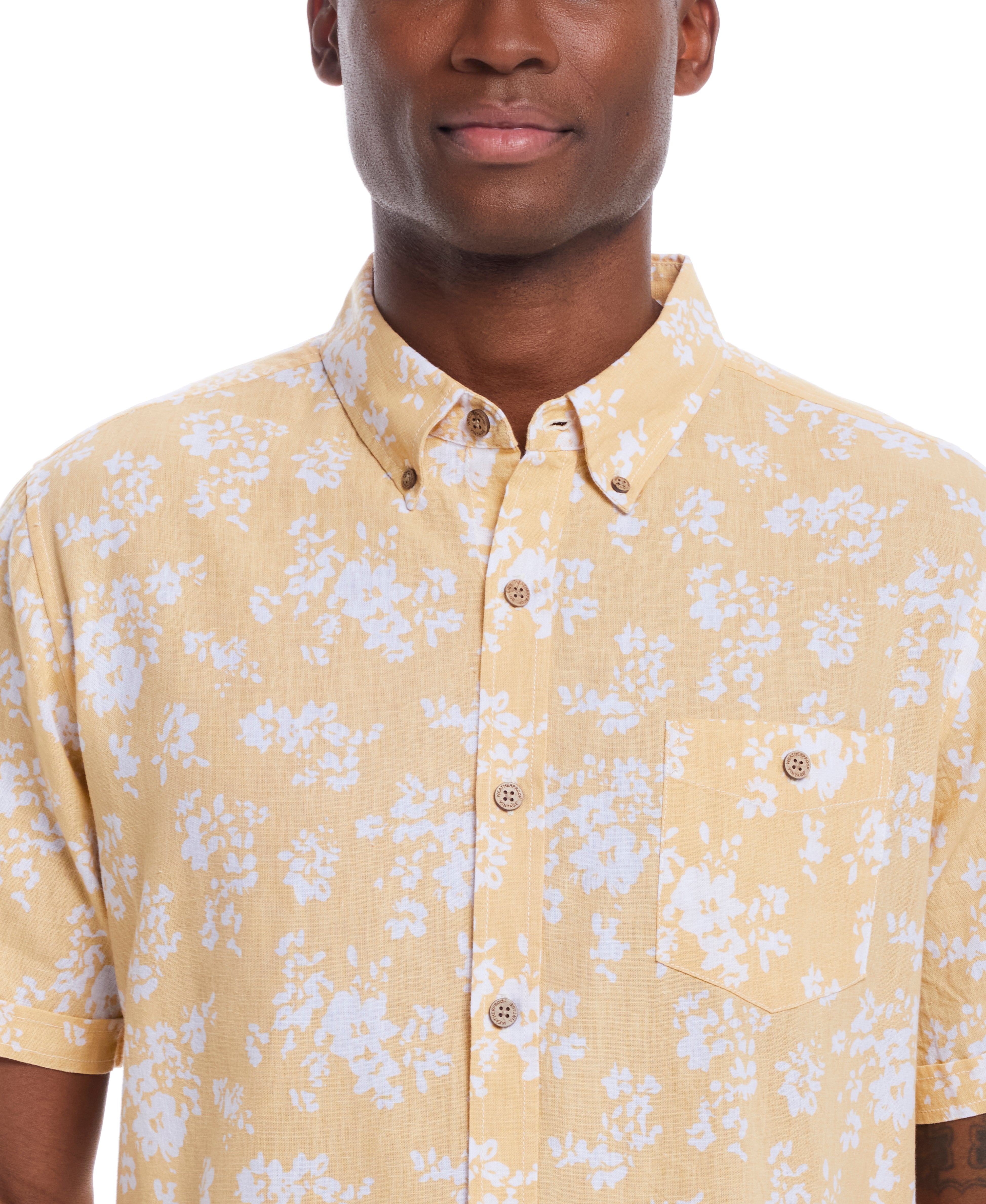 Short Sleeve Floral Shirt In Misted Yellow