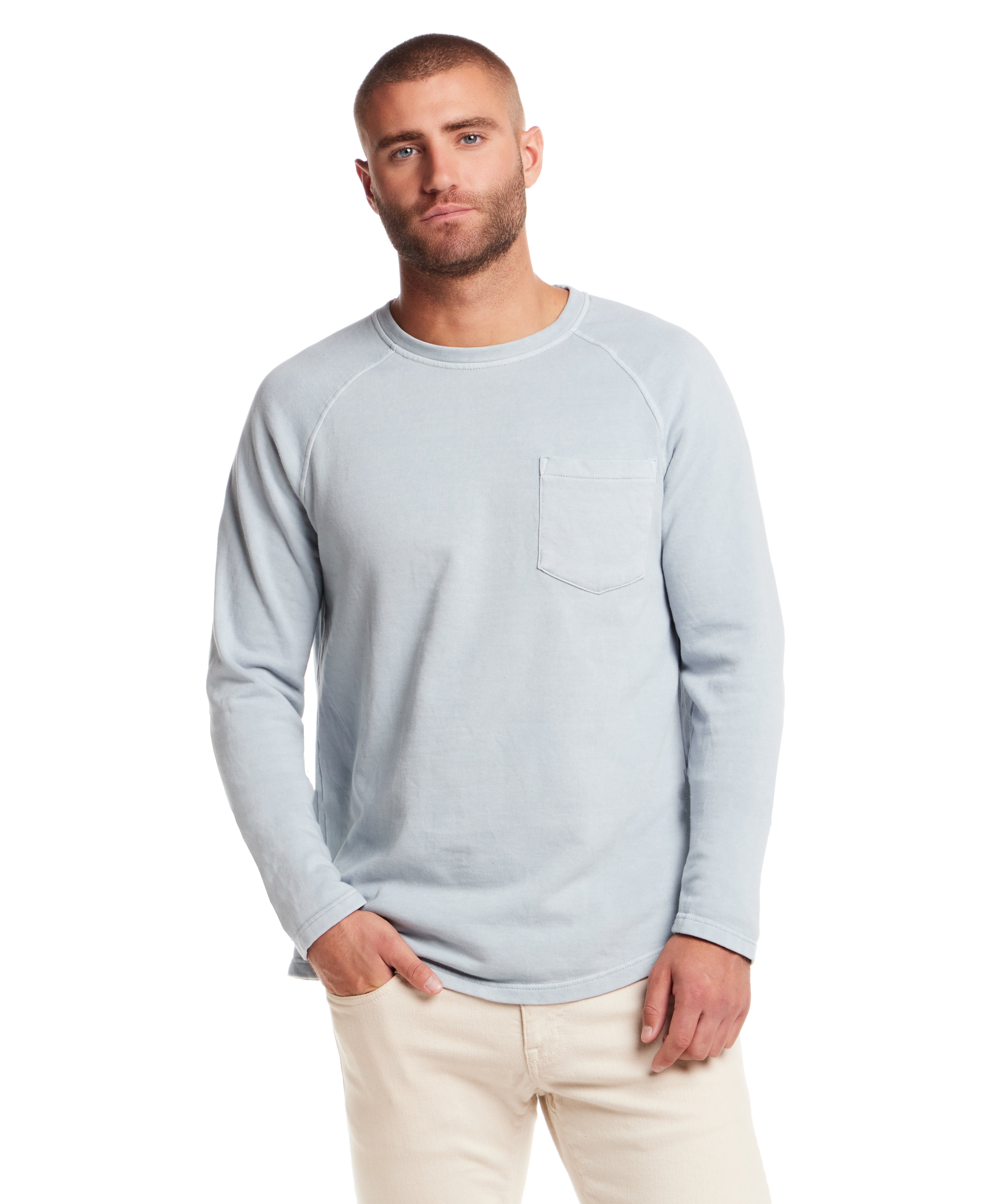 Long Sleeve Raglan Sweatshirt in Dusty Blue