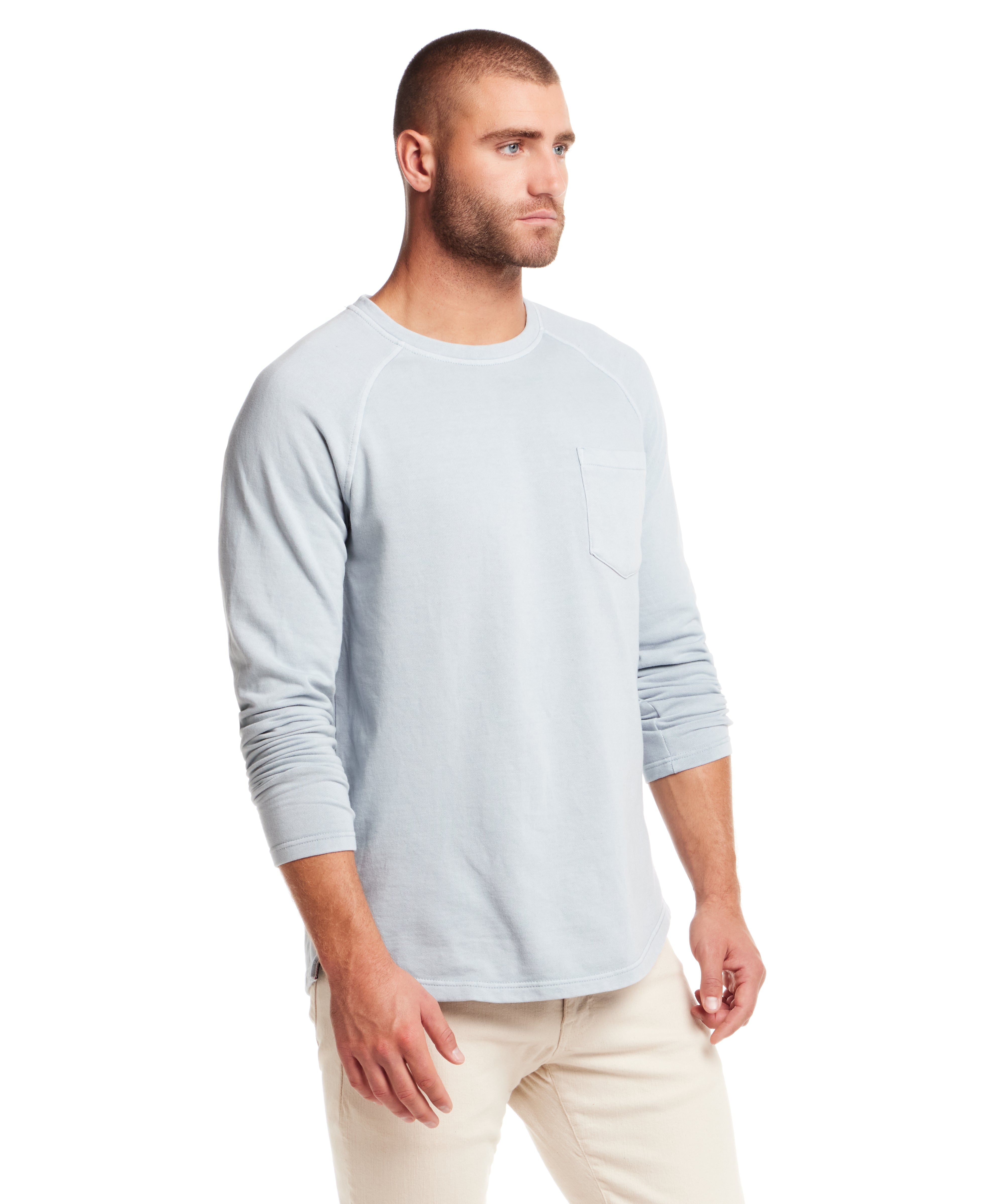 Long Sleeve Raglan Sweatshirt in Dusty Blue