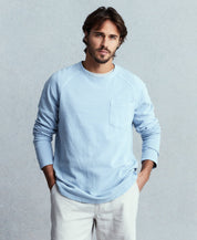 Long Sleeve Raglan Sweatshirt in Dusty Blue