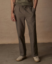 Linen Blend Drawstring Pants in Olive