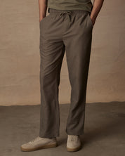 Linen Blend Drawstring Pants in Olive