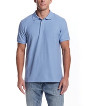 Short Sleeve Honeycomb Pique Polo Shirt in Fjord Blue