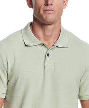 Short Sleeve Honeycomb Pique Polo Shirt in Light Green