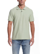 Short Sleeve Honeycomb Pique Polo Shirt in Light Green