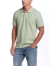 Short Sleeve Honeycomb Pique Polo Shirt in Light Green