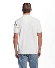 Short Sleeve Honeycomb Pique Polo Shirt in Ivory