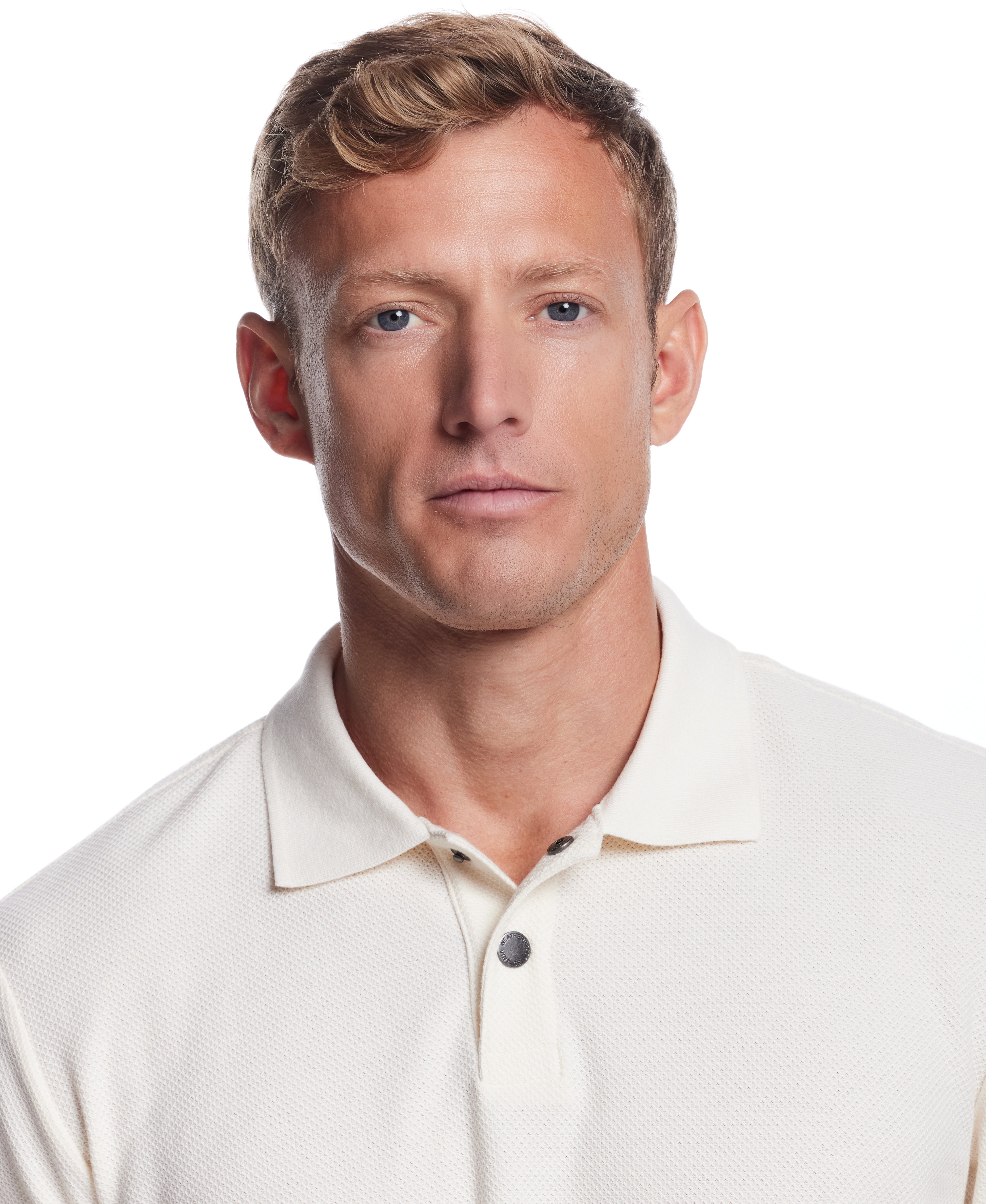 Short Sleeve Honeycomb Pique Polo Shirt in Ivory