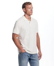 Short Sleeve Honeycomb Pique Polo Shirt in Ivory