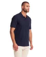 Short Sleeve Honeycomb Pique Polo Shirt in Peacoat