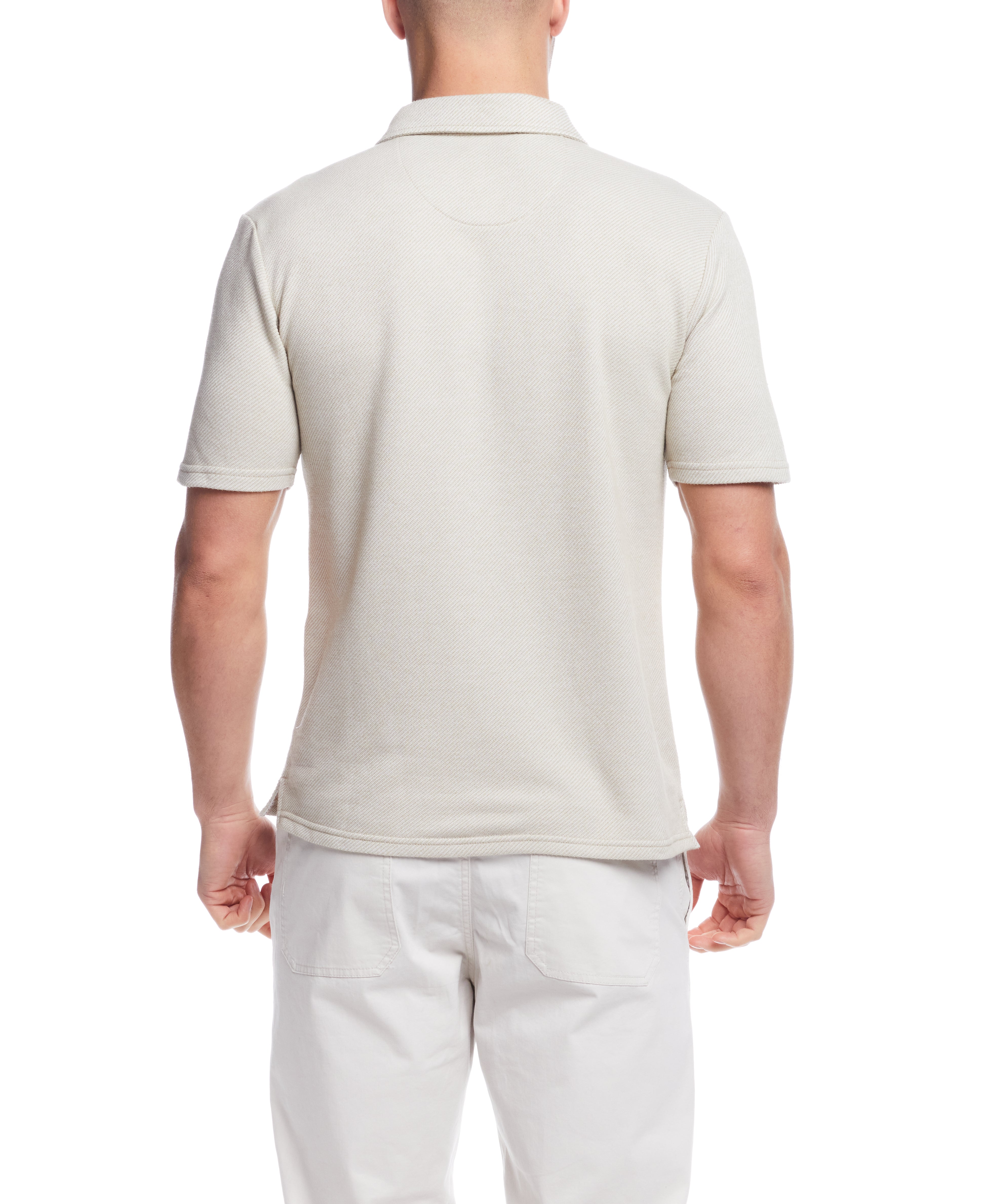 Short Sleeve Twill Polo in Natural