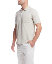 Short Sleeve Twill Polo in Natural