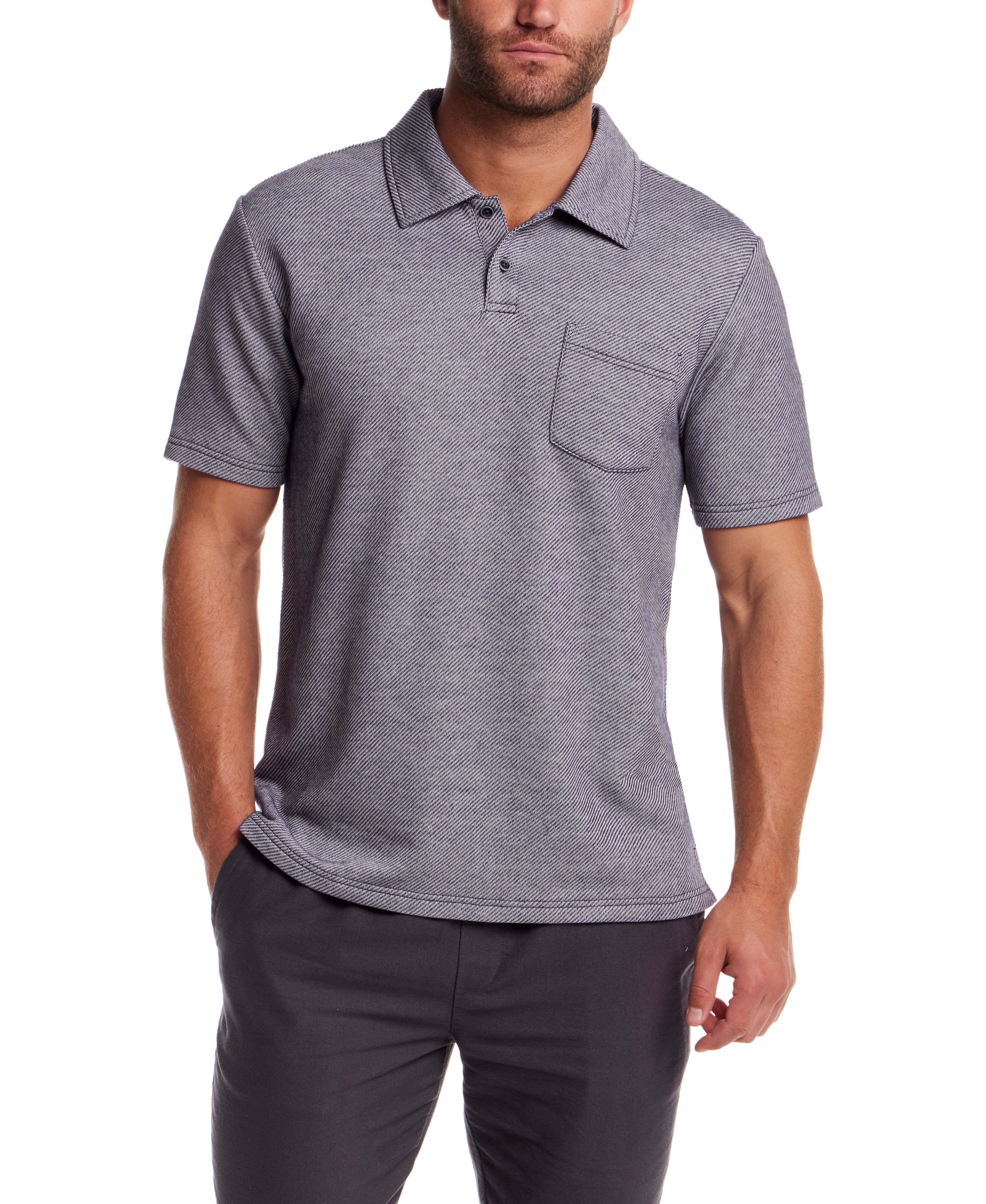 Short Sleeve Twill Polo in Peacoat Navy