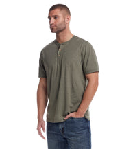 Short Sleeve Melange Henley In Olive