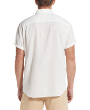 Short Sleeve Solid Linen Cotton in Bright White