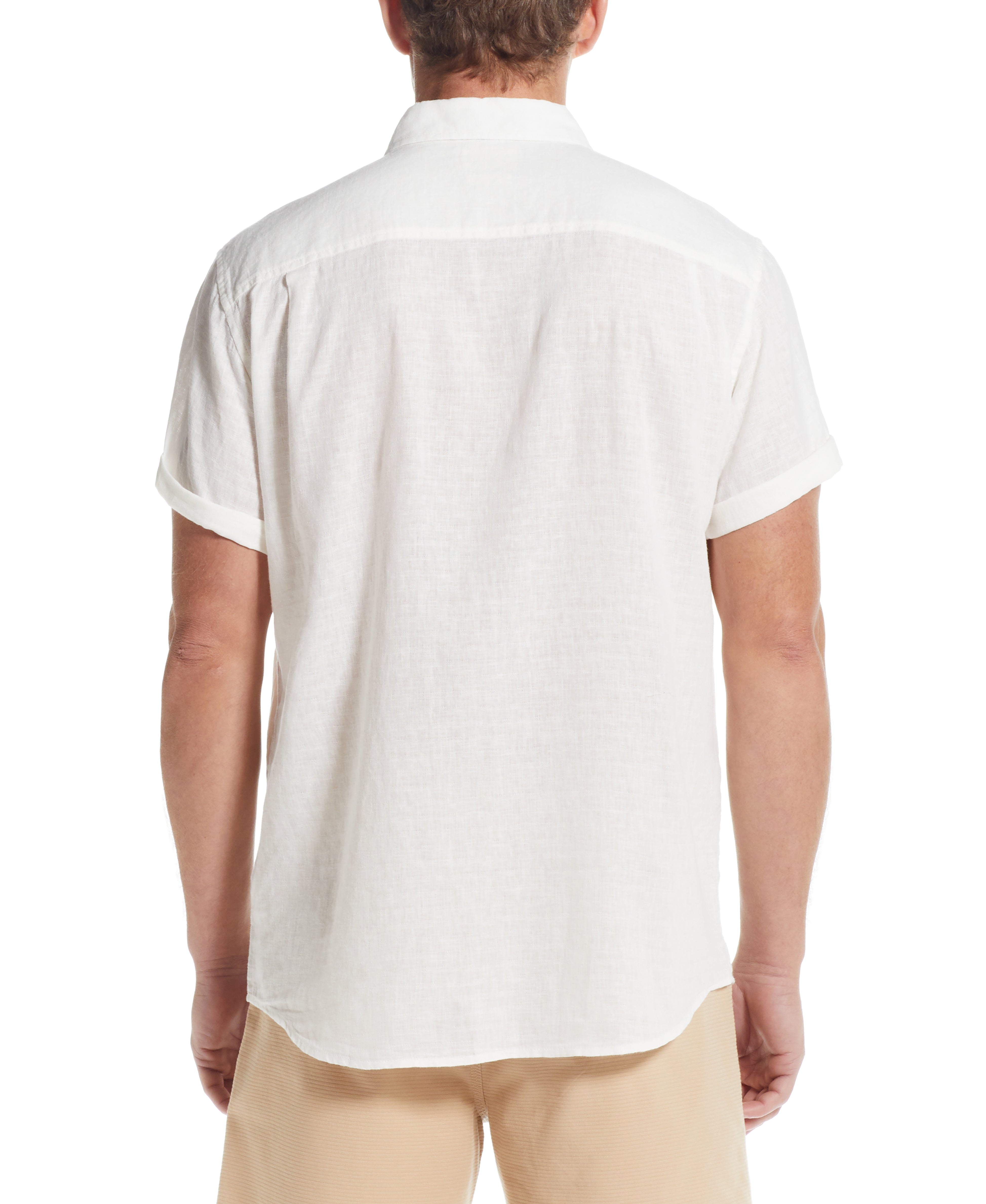 Short Sleeve Solid Linen Cotton in Bright White