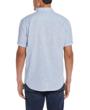 Short Sleeve Solid Linen Cotton in Cendre Blue