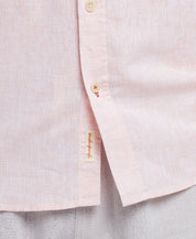 Short Sleeve Solid Linen Cotton In Tangerine