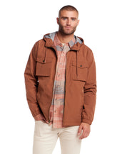 Poly Memory Safari Jacket with Hood in Clay