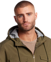 Poly Memory Safari Jacket with Hood in Winter Moss