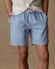 7" Linen Short in Fjord Blue