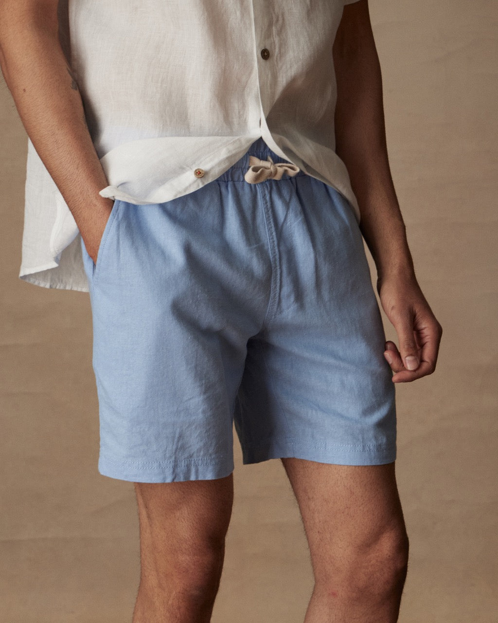 7" Linen Short in Fjord Blue