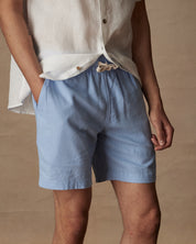 7" Linen Short in Fjord Blue