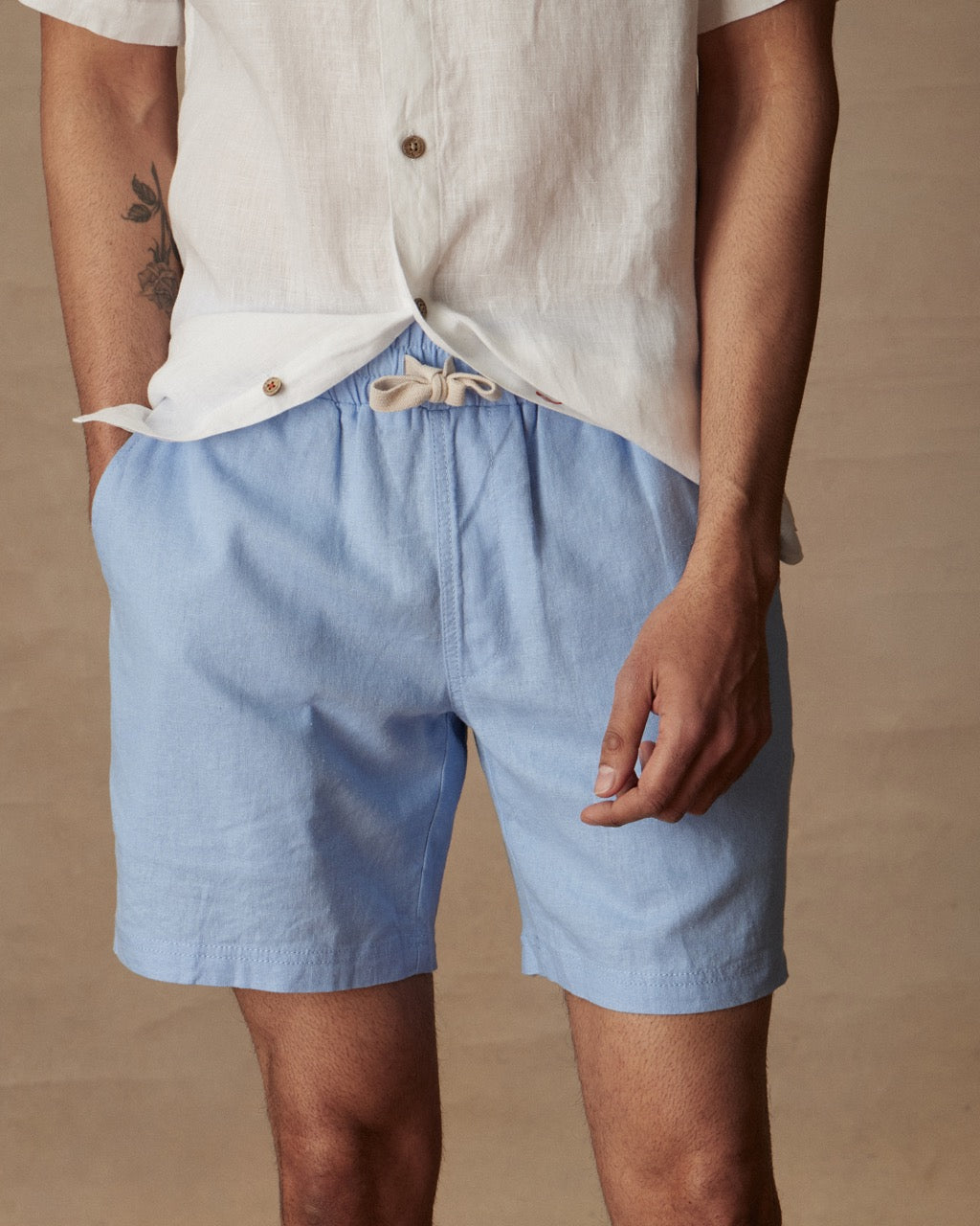 7" Linen Short in Fjord Blue