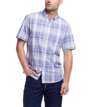 Short Sleeve End-On-End Plaid In Poseidon Blue