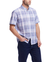 Short Sleeve End-On-End Plaid In Poseidon Blue