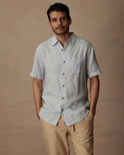 Short Sleeve Linen Shirt in Celestial Blue