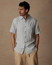 Short Sleeve Linen Shirt in Celestial Blue