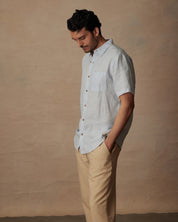 Short Sleeve Linen Shirt in Celestial Blue