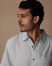 Short Sleeve Linen Shirt in Celestial Blue